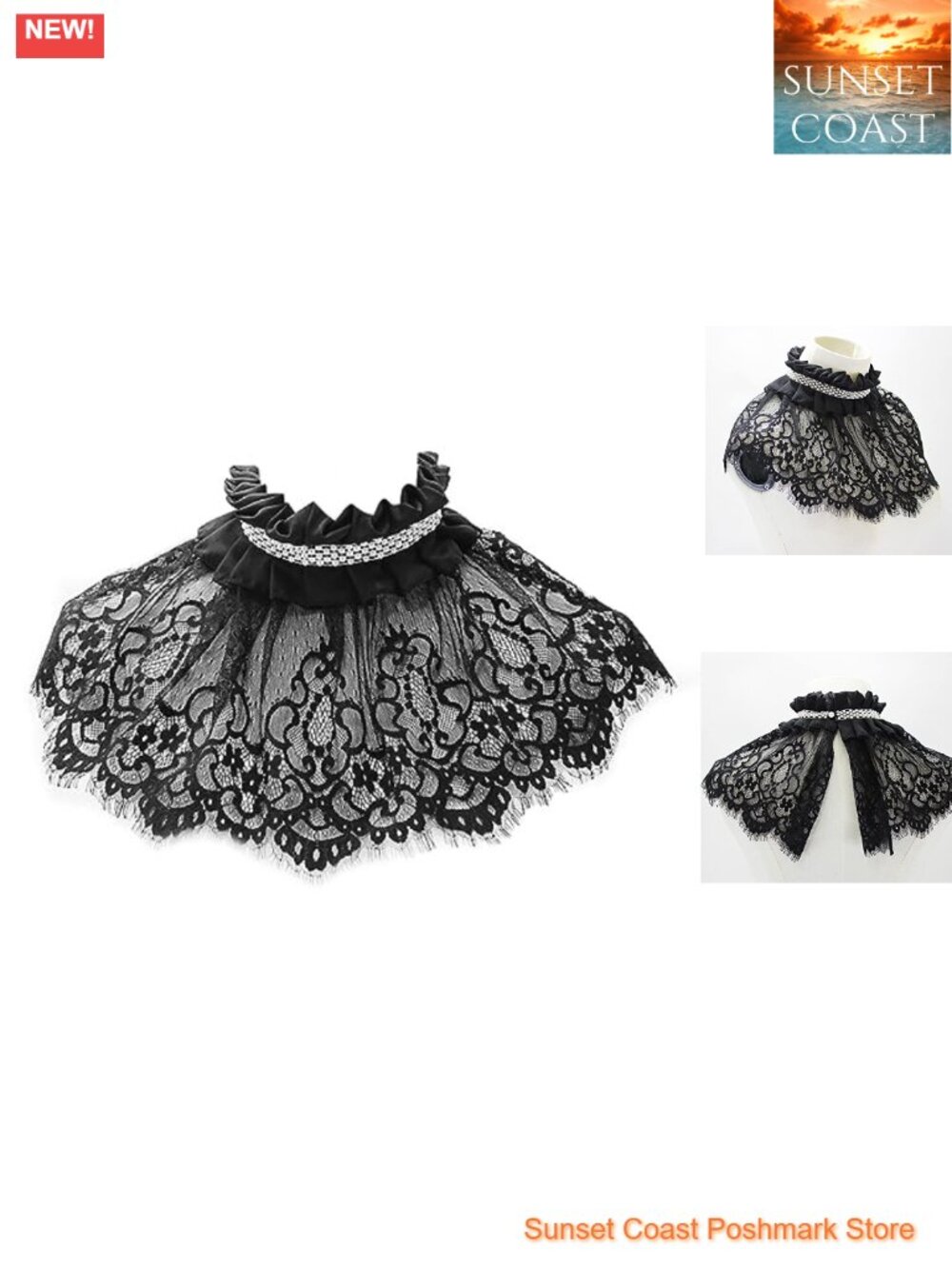 Renaissance Lace Ruffled Collar Victorian Cape Costume Accessory